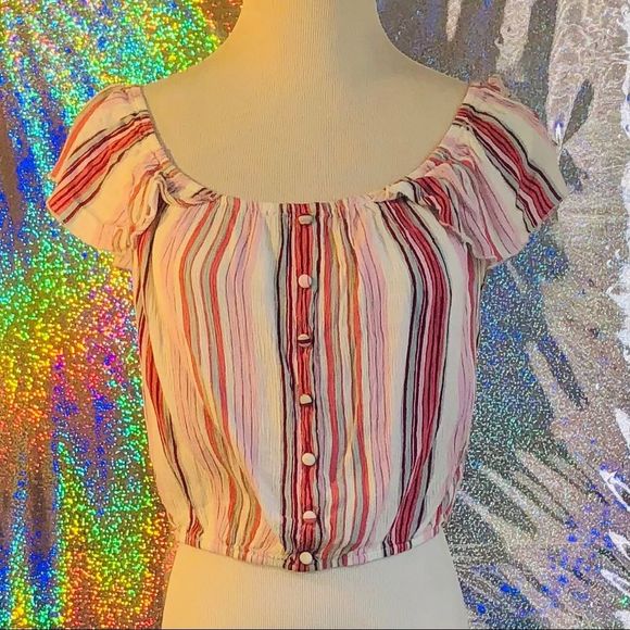 Pink Striped Crop Top - Picture 2 of 2